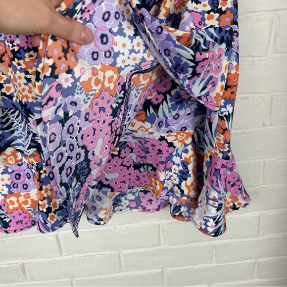 LOFT Multi Color Floral Side Ruffle Skirt Size M - Picture 6 of 7